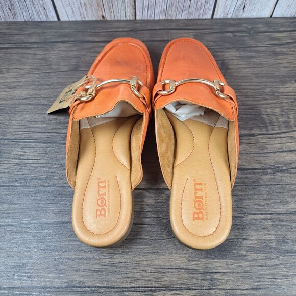 Born Lareina Slip On Leather Mule Women's Sz 7 M Orange (NWT) - Picture 6 of 8